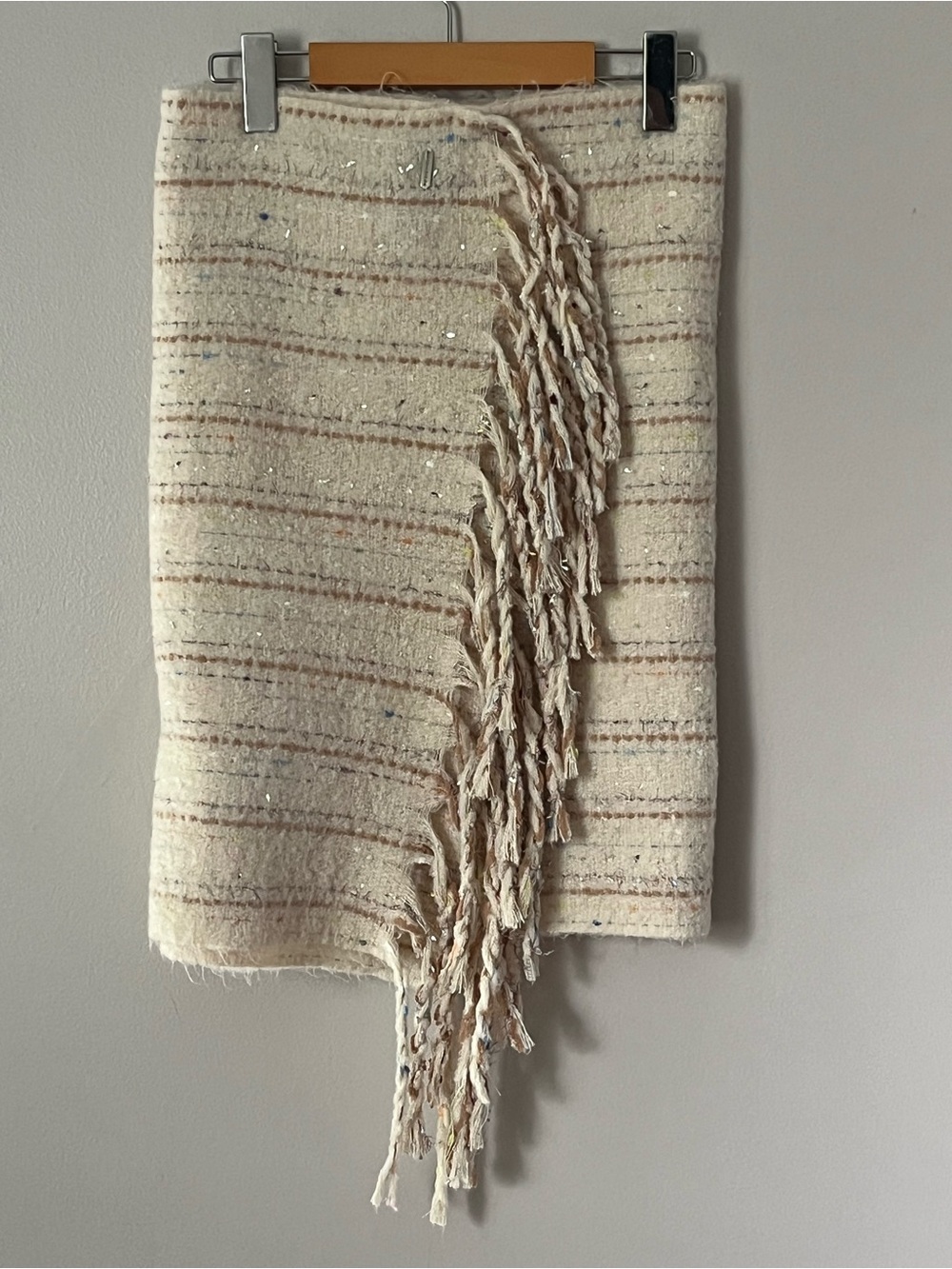 Women’s Steve Madden Cream Confetti Fringe Blanket Scarf